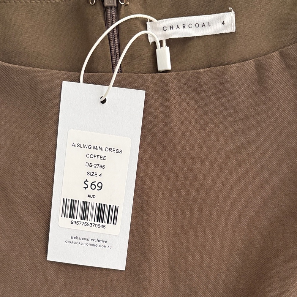 Tailored Brown Sleeveless Mini Dress - Picture 3 of 3